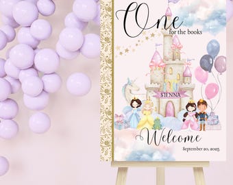 Storybook Welcome Sign: Chapter One Party, Editable Canva Template (Instant Download)