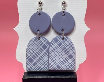 Purple & White Polymer Clay Earrings