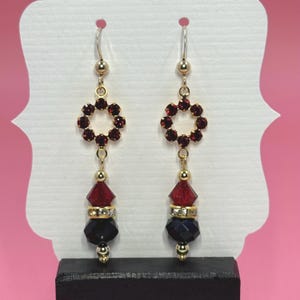 Red and Black Swarovski Crystal Earrings