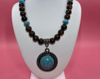 Bronzite and Turquoise Necklace