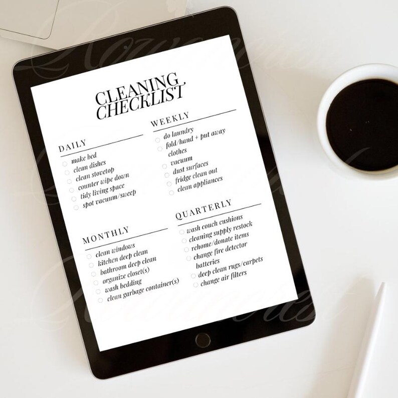 Printable Cleaning Checklist: Daily, Weekly, Monthly Home Routine (PDF ...