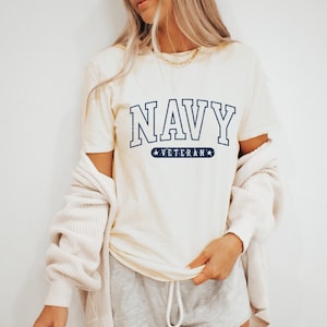 Maglietta vintage da veterano della Marina Militare, classica maglietta retrò militare invecchiata