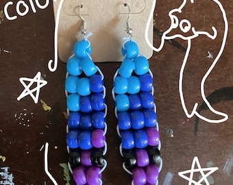 Custom colors worm on a string Kandi earrings for raves and more!