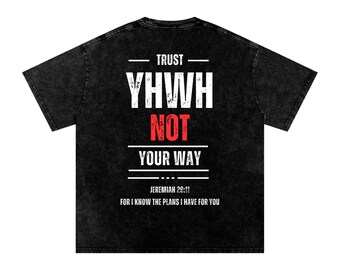 Trust YHWH Snow Wash Christian T-Shirt | Vintage-Worn Look