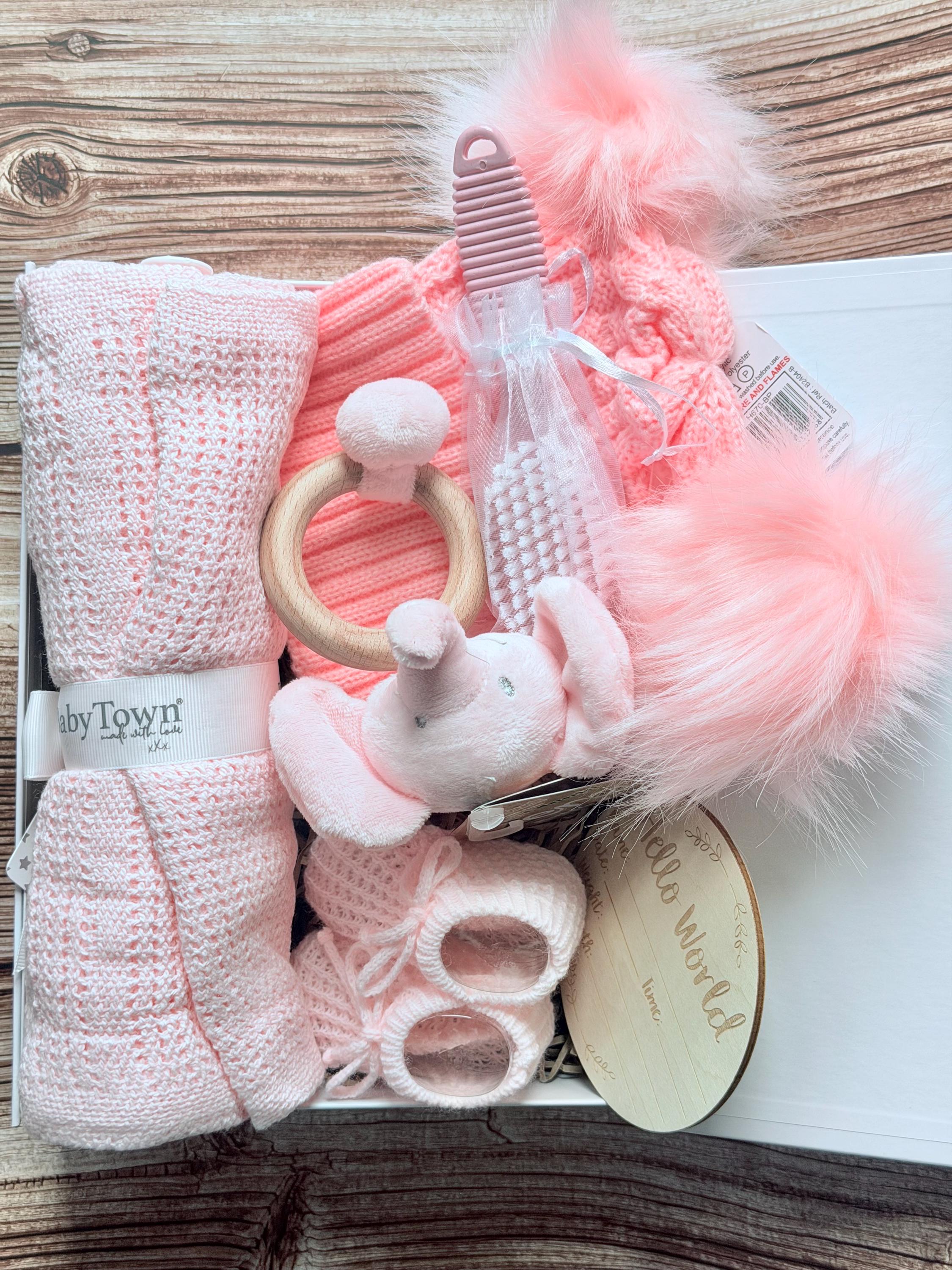 Luxury Baby Girl Gift Box | Newborn Hamper | Pink Baby Shower Gift Set ...