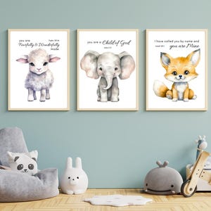 Christian Nursery Wall Art Set: Baby Animal Scripture Prints (Digital Download)