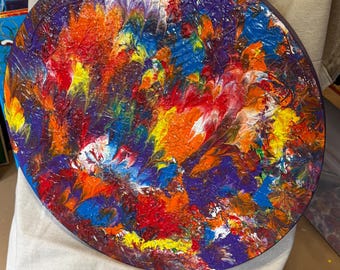 Up Cycled Textured Acrylic Art on Canvas