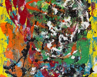 Original Abstract Painting (20x24) | Textured Decalcomania Wall Art | One-of-a-Kind Contemporary Artwork