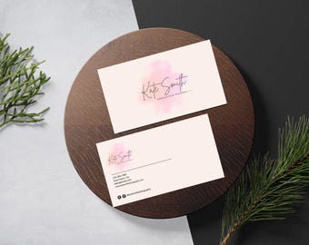 Modello di biglietto da visita ad acquerello modificabile, download immediato, illustrazione per branding aziendale v11m