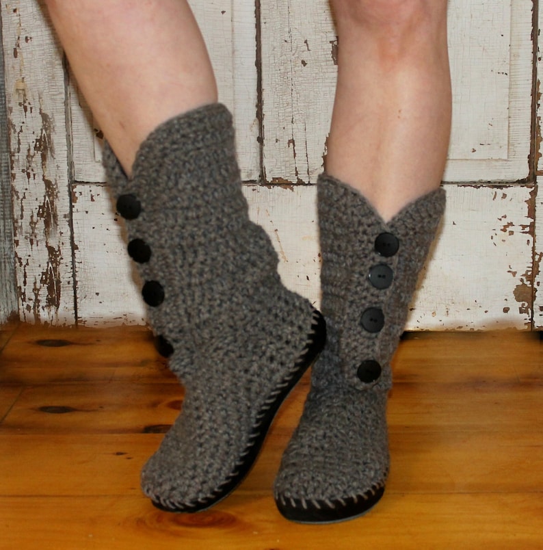 Crochet Boots Patterngray BUTTON Bootsstreet Shoes or Slippersvery Easy ...