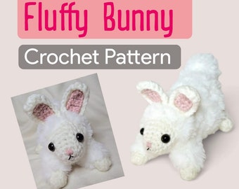 Meet FLUFFY BUNNY the Furry Rabbit Crochet Pattern Easter Amigurumi Plush lifelike realistic