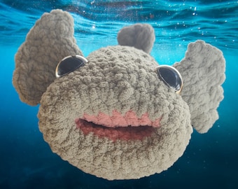 Happy Puffer Fish Crochet Pattern - LOOK at that SMILE - cute and adorable plushie fish toy child friendly safety eyes stuffed animal soft