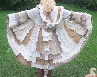 Gypsy Sweater Coat Pattern---- tutorial W/ PATTERN Pieces on how to make this elusive beauty-----Long  Elf Hood