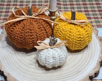 Crochet Pumpkin Pattern - 3 sizes - make them any size - easy cute fun Halloween Fall Decor Rustic Farmhouse