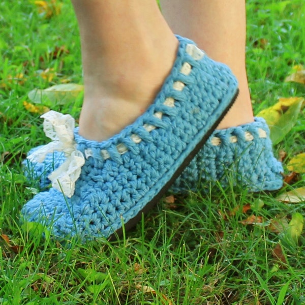 Crochet Street Shoes Pattern--------DENIM & LACE FLATS-------Espadrilles,Maryjanes,sandals,slippers,child to adult So easy