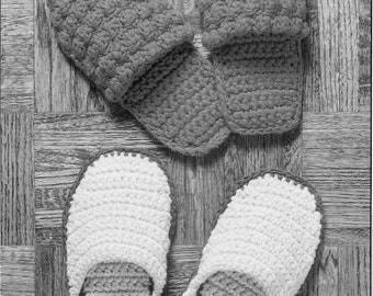 Crochet Pattern Slippers----2 Pair ------for men and women---warm and toasty and makes a great gift