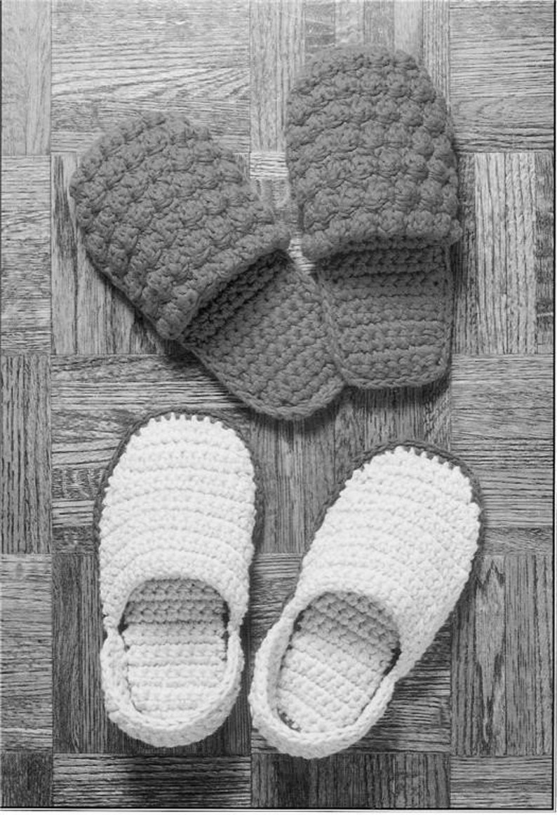 Crochet Pattern Slippers2 Pair for men and womenwarm and toasty and makes a great gift image 1