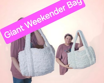 Crochet Tote Bag Pattern  - WEEKENDER BAG - Chunky Bag  Giant sturdy bag for you or your PET - holds lots of stuff & small dogs - doesnt sag