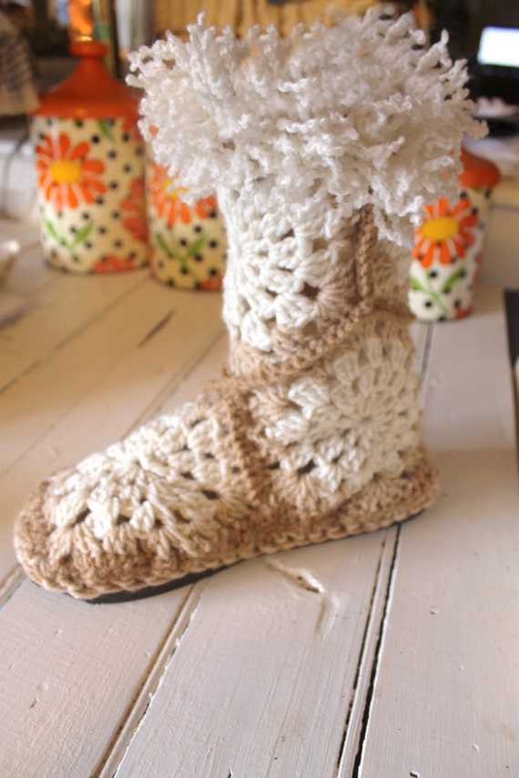 granny square slipper boots