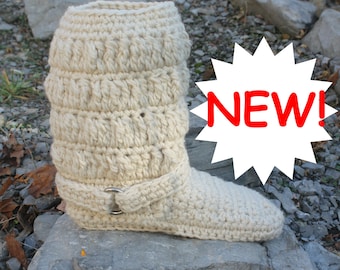 Crochet Boots Pattern------STYLISH CHUNKY BOOTS-----womens sizes 5-10-----streetwear---outdoor sole---- works up quickly and easily