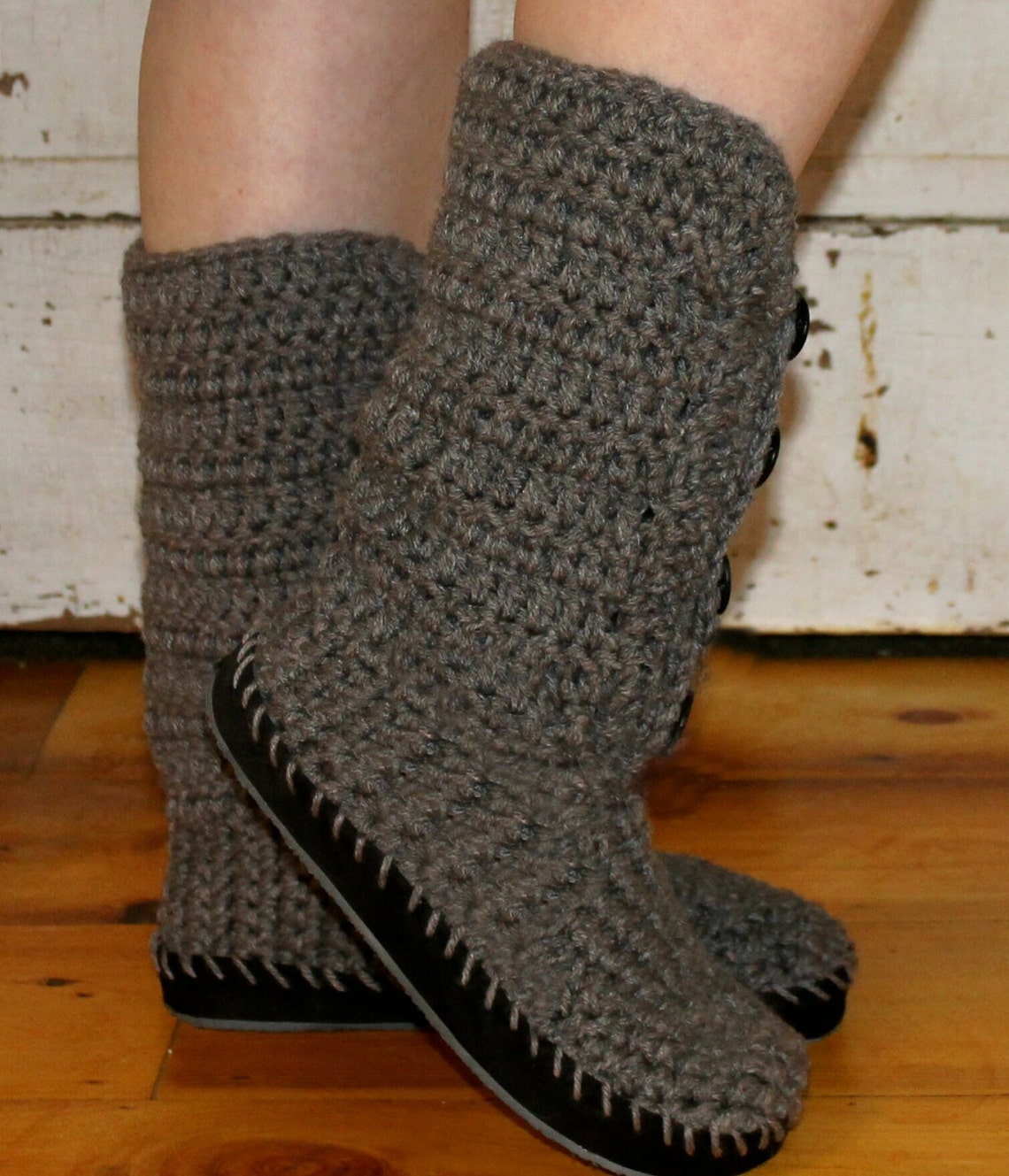Black Crochet Trim Boots