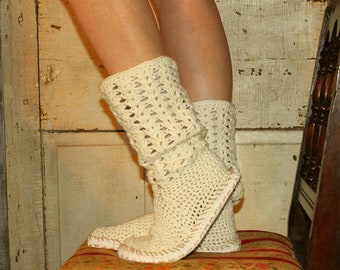 Crochet Boots Pattern Pdf-------Boho Style------BOOTS FOR the SUN--------style one-------breezy cotton boots for summer and street