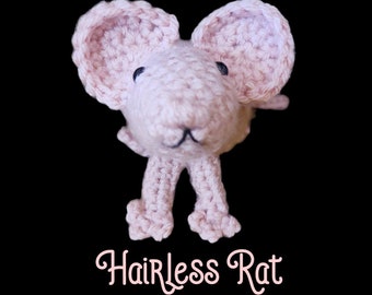 Meet  ELEANOR the Hairless DUMBO RAT - crochet pattern - amigurumi