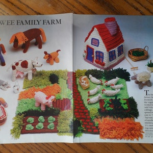 Crochet Pattern--------FARM SET-----Includes Farmer/Wife/Animals/House and Yard on a Latch Hook Canvas