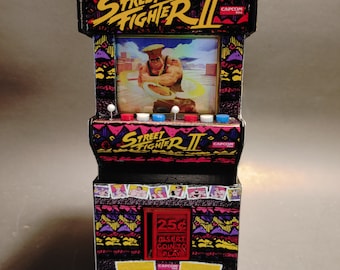 Street Fighter Guile Arcade Cabinet Magic the Gathering Deck Box with dice box on the bottom. Fits a double sleeved Commander Deck