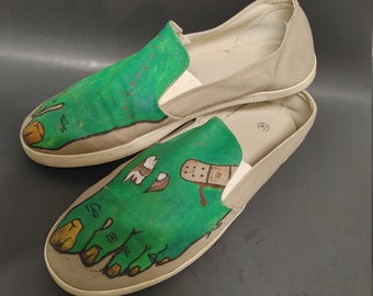 Zombie Loafer Surfer Shoes Slip-ons haind painted by me @cardboardcreationism size 9.5