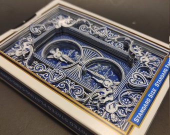 Blue Bicycle Standard Playing Cards with Blue Back 3D Art hand cut by CardboardCreationism