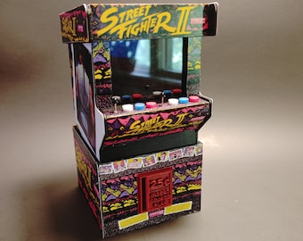 Street Fighter Arcade Cabinet Magic the Gathering Deck Box with dice box on the bottom. Fits a double sleeved Commander Deck