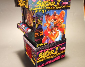 Street Fighter Arcade Cabinet All 5 Characters Magic the Gathering Deck Box with dice box on the bottom. Fits double sleeved Commander Deck