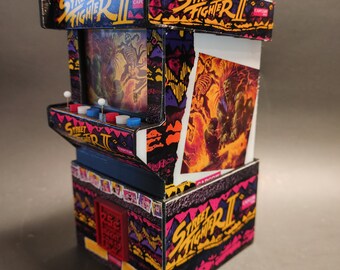 Street Fighter Blanka Arcade Cabinet Magic the Gathering Deck Box with dice box on the bottom. Fits a double sleeved Commander Deck