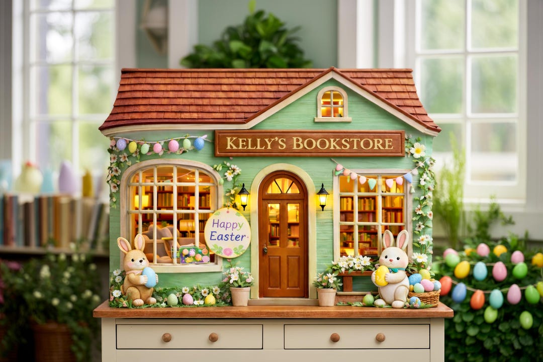 Spring Bookstore Signs Easter Bookstore Wooden Standing Sign, 2 Layer Spring Storefront ...