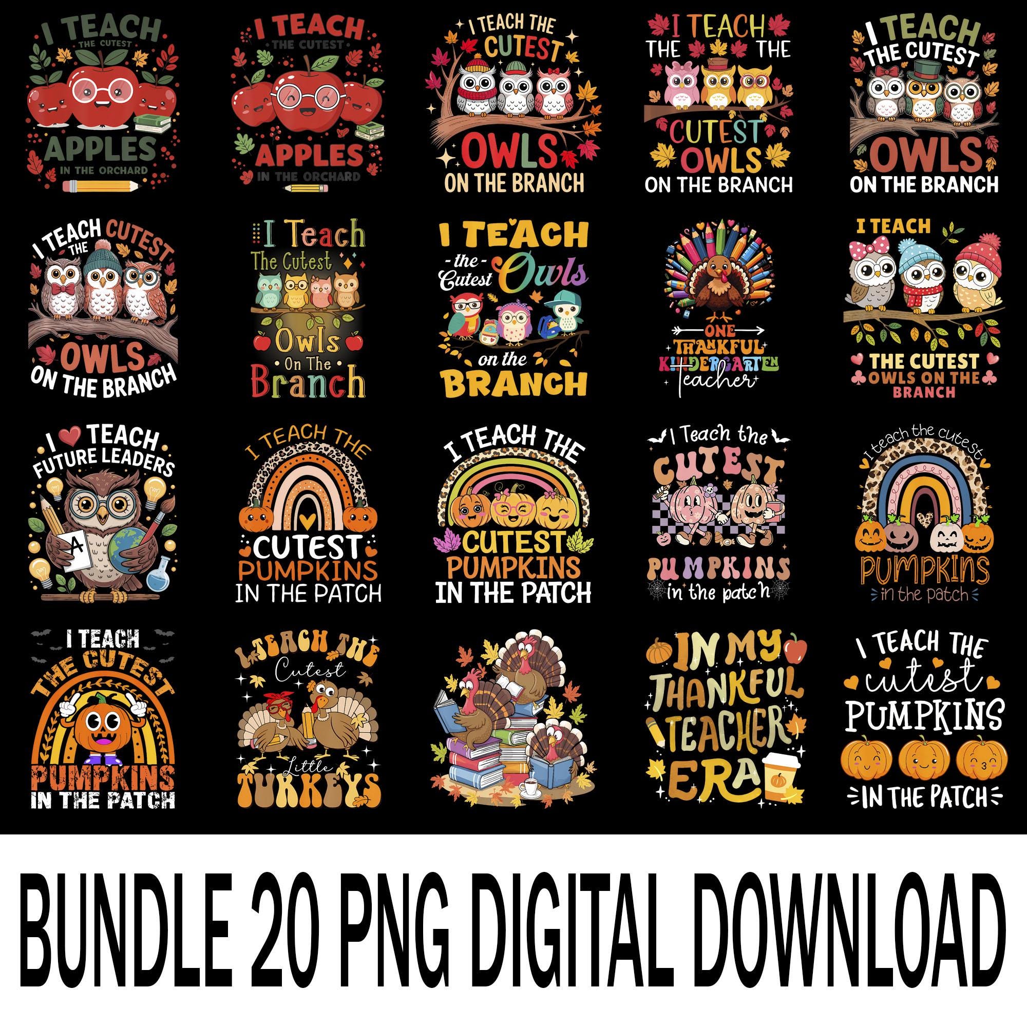 I Teach the Cutest Owls on the Branch PNG, Fall Teacher Sublimation Design, Cute Autumn Owl Clipart