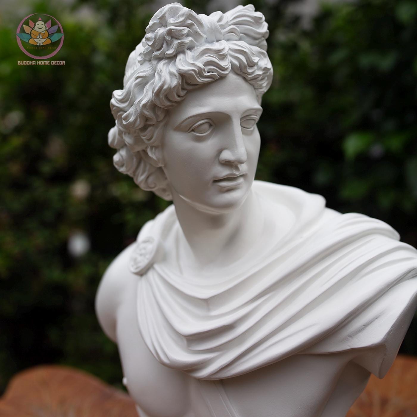 アポロ胸像 13.8インチ – 白色樹脂と石粉ギリシャ・ローマ像 | ローマ