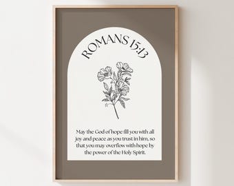Romans 15:13 Poster, Christian Wall Art Print, Digital Download