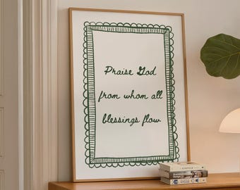 Hymn Wall Art, Praise God From Whom All Blessings Flow Printable, Doxology Print