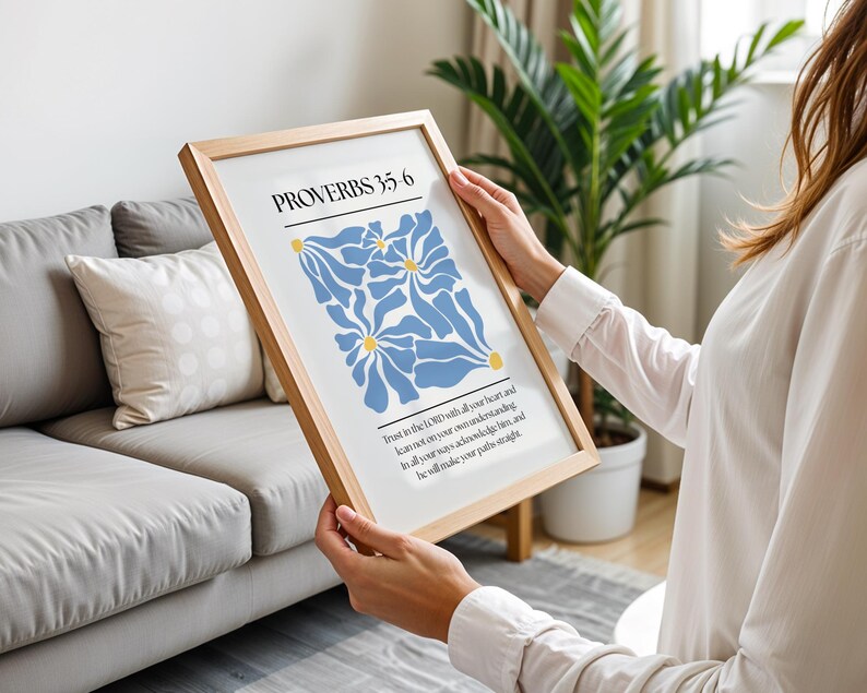 Proverbs 3:5-6 Wall Art, Bible Verse Print, Digital Download