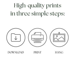 High-quality prints in three simple steps: DOWNLOAD, PRINT, AND HANG!