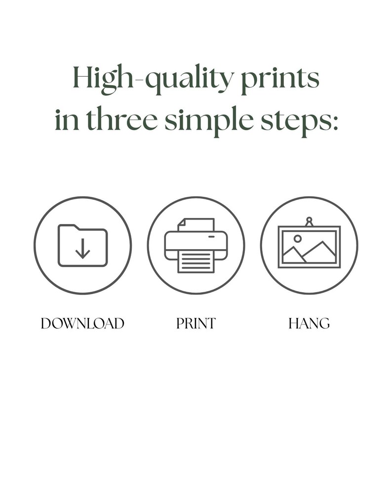 High-quality prints in three simple steps: DOWNLOAD, PRINT, AND HANG!