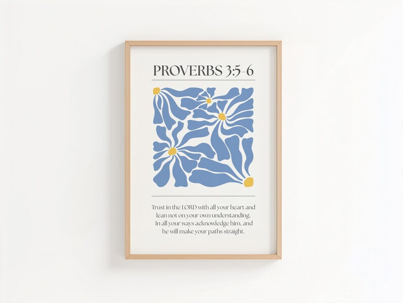 Proverbs 3:5-6 Wall Art, Bible Verse Print, Digital Download