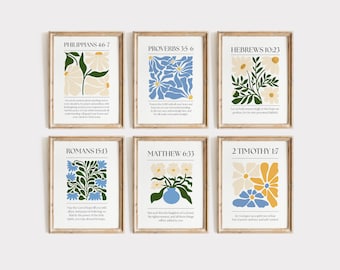 Christian Wall Art Set, Scripture Gallery Wall, Bible Verse Prints, Digital Download