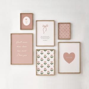 Christian Girl Nursery Wall Art, Pink Vintage Poster Prints, Digital Download