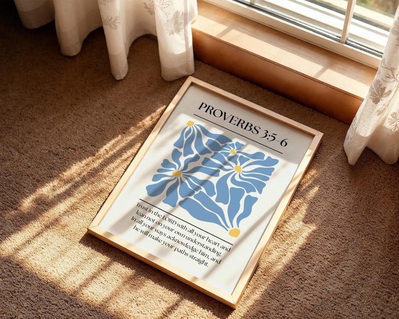 Proverbs 3:5-6 Wall Art, Bible Verse Print, Digital Download