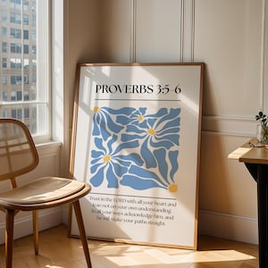 Proverbs 3:5-6 Wall Art, Bible Verse Print, Digital Download