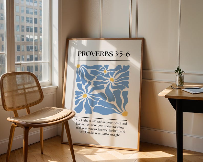 Proverbs 3:5-6 Wall Art, Bible Verse Print, Digital Download