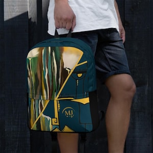 Golden Abstract Backpack – Artistic Laptop Bag | Stylish Water-Resistant Travel Backpack