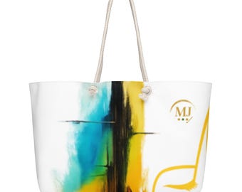 Abstract Art Oversized Weekender Bag – Large Travel Tote with Rope Handles